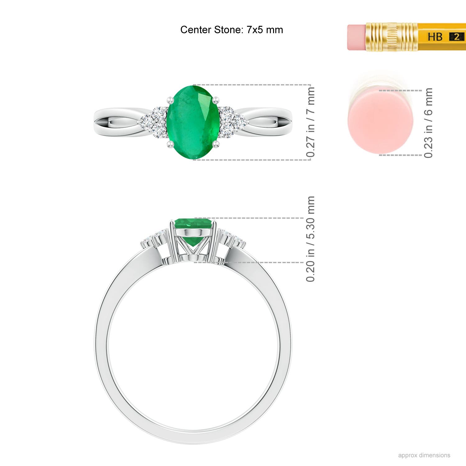 A - Emerald / 0.73 CT / 14 KT White Gold