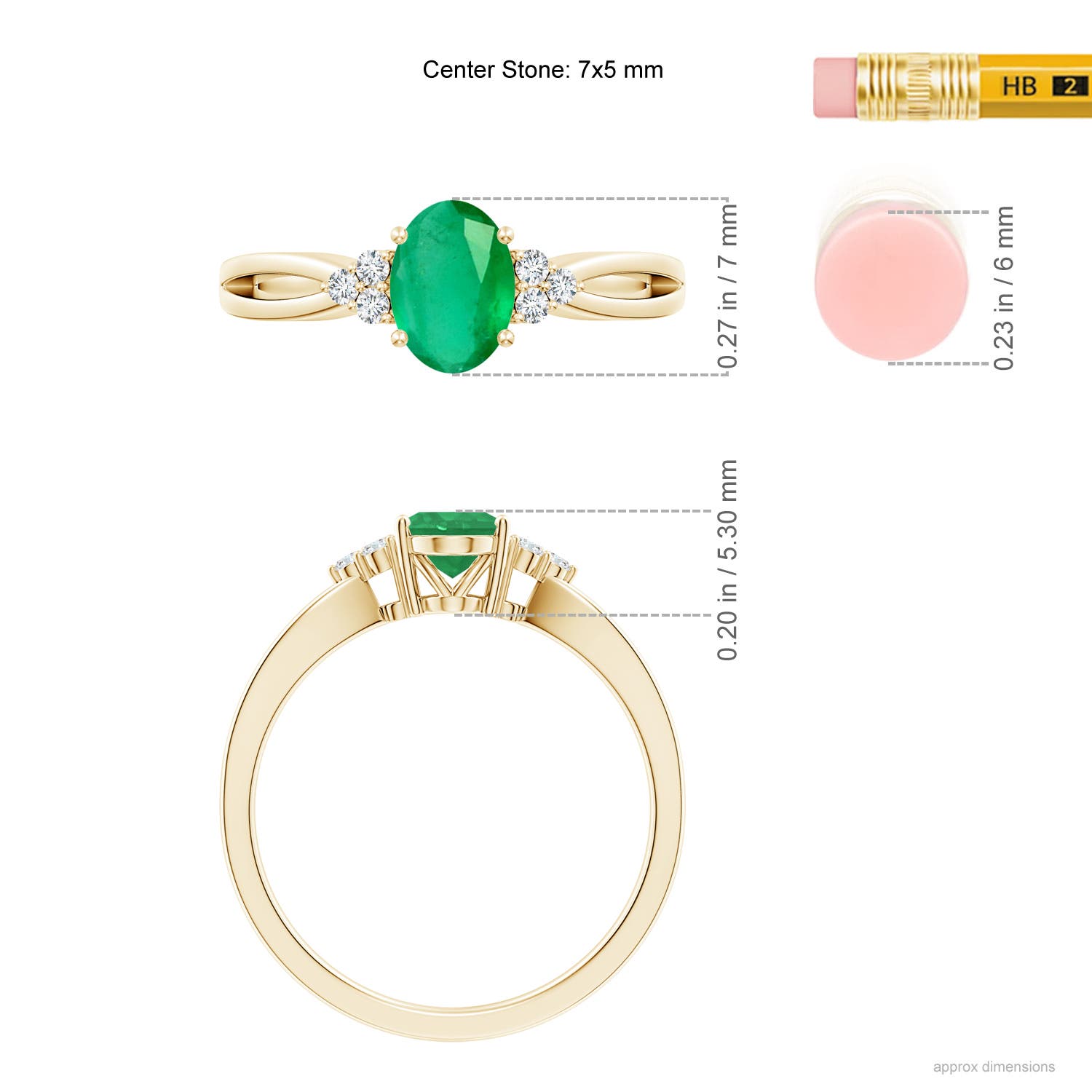 A - Emerald / 0.73 CT / 14 KT Yellow Gold