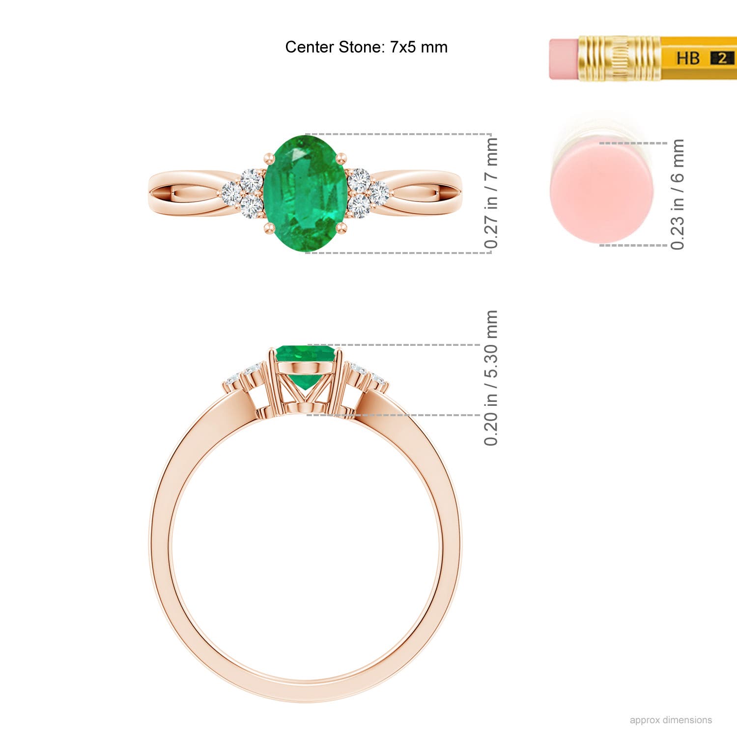 AA - Emerald / 0.73 CT / 14 KT Rose Gold