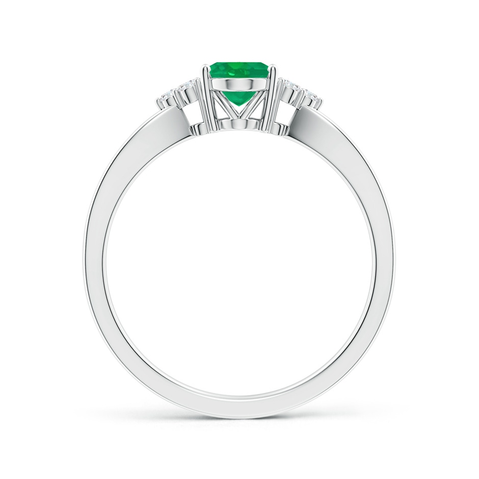 7x5mm AA Solitaire Oval Emerald Split Shank Ring with Trio Diamonds in White Gold side 199