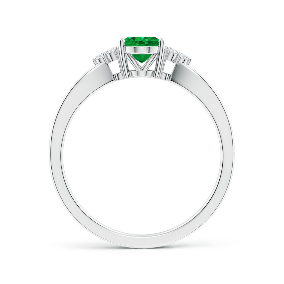 7x5mm AAA Solitaire Oval Emerald Split Shank Ring with Trio Diamonds in White Gold side 199