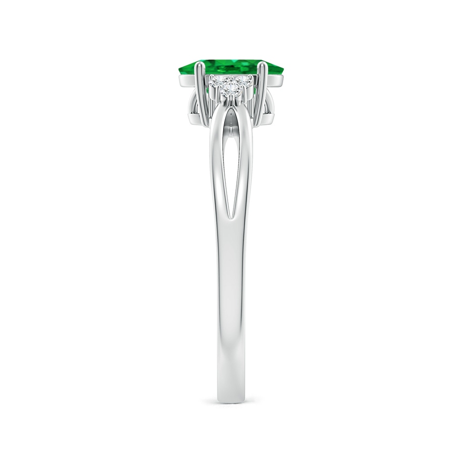7x5mm AAA Solitaire Oval Emerald Split Shank Ring with Trio Diamonds in White Gold side 299