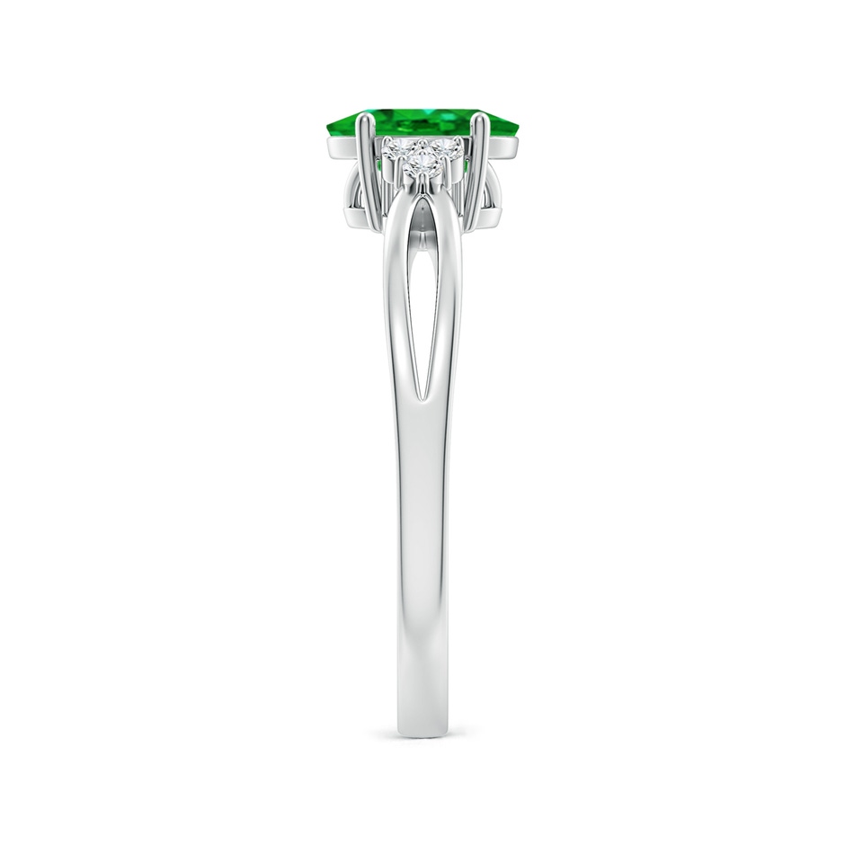 7x5mm AAAA Solitaire Oval Emerald Split Shank Ring with Trio Diamonds in P950 Platinum side 299