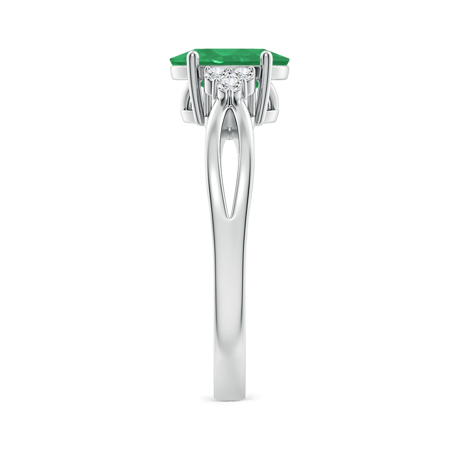 8x6mm A Solitaire Oval Emerald Split Shank Ring with Trio Diamonds in P950 Platinum side 299