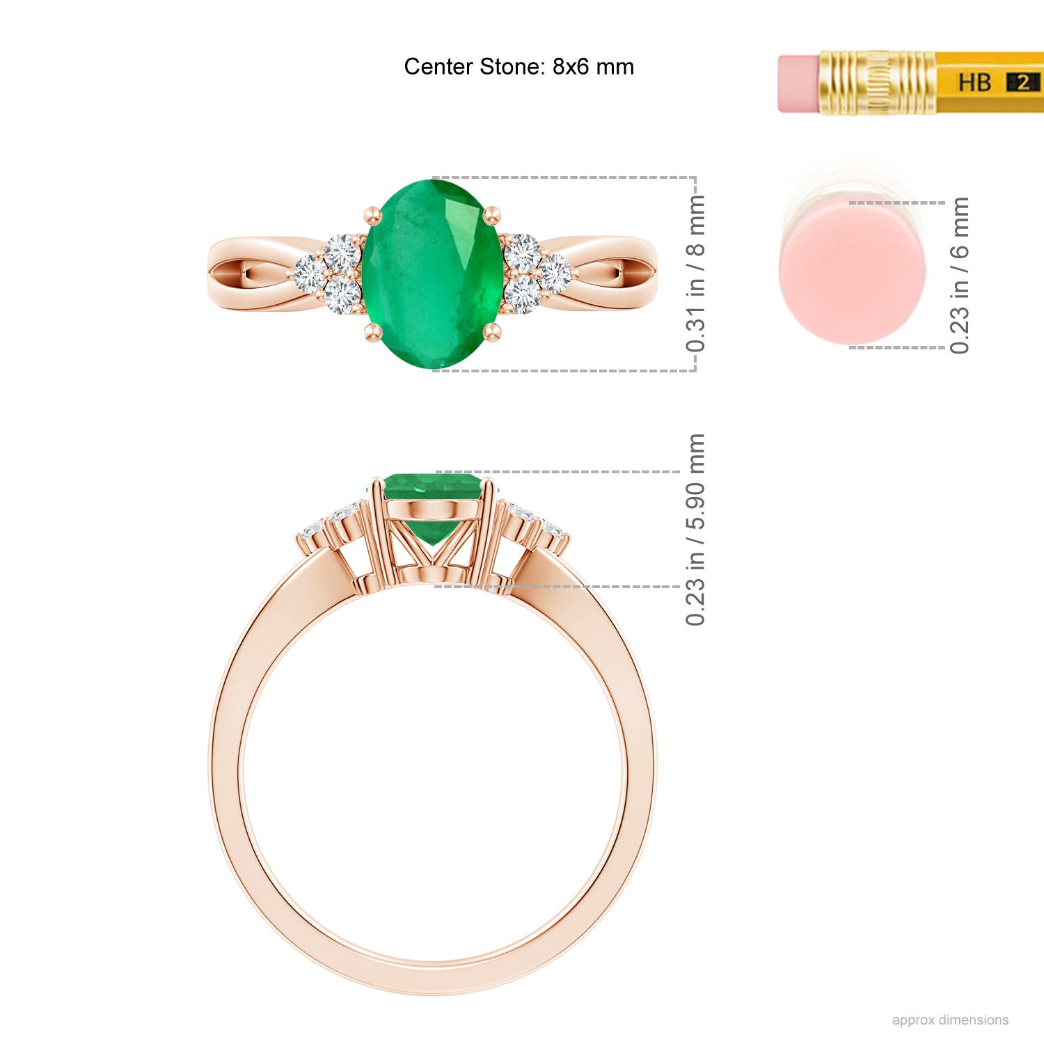 A - Emerald / 1.18 CT / 14 KT Rose Gold