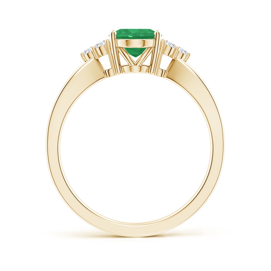 8x6mm A Solitaire Oval Emerald Split Shank Ring with Trio Diamonds in Yellow Gold side 199