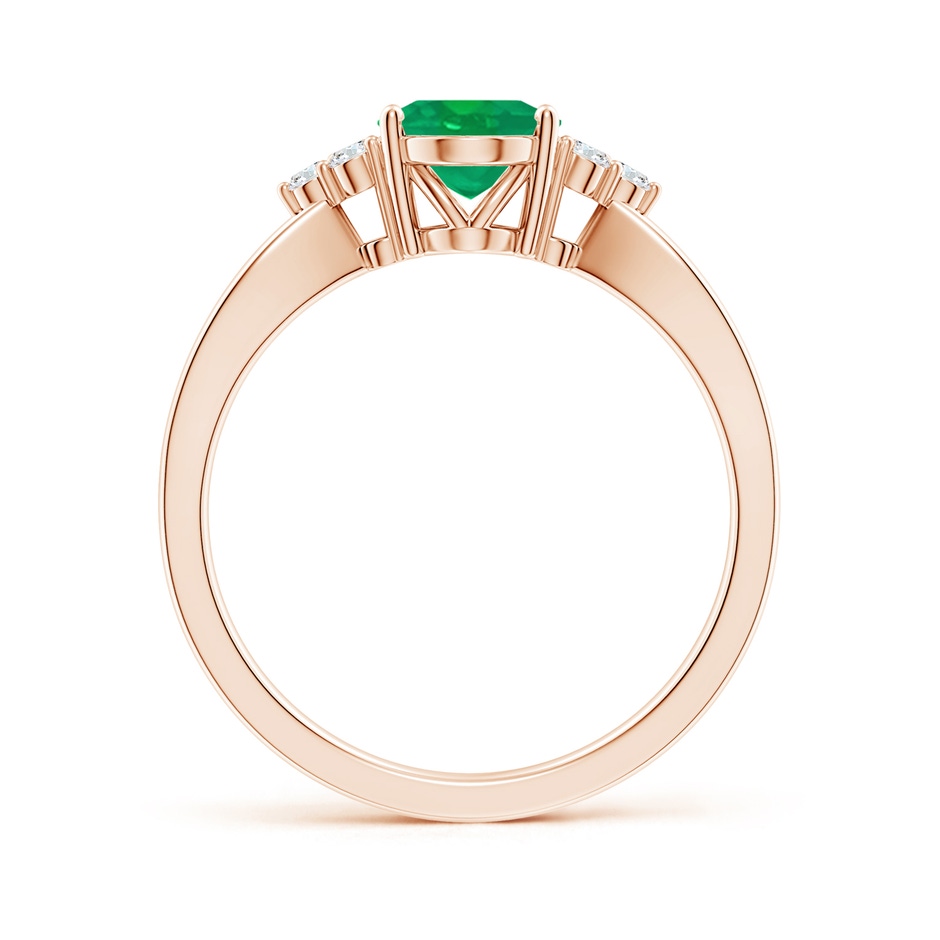 8x6mm AA Solitaire Oval Emerald Split Shank Ring with Trio Diamonds in Rose Gold side 199