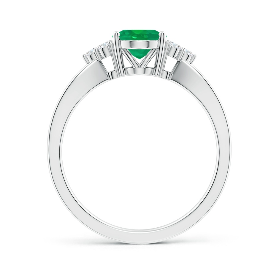 8x6mm AA Solitaire Oval Emerald Split Shank Ring with Trio Diamonds in White Gold side 199