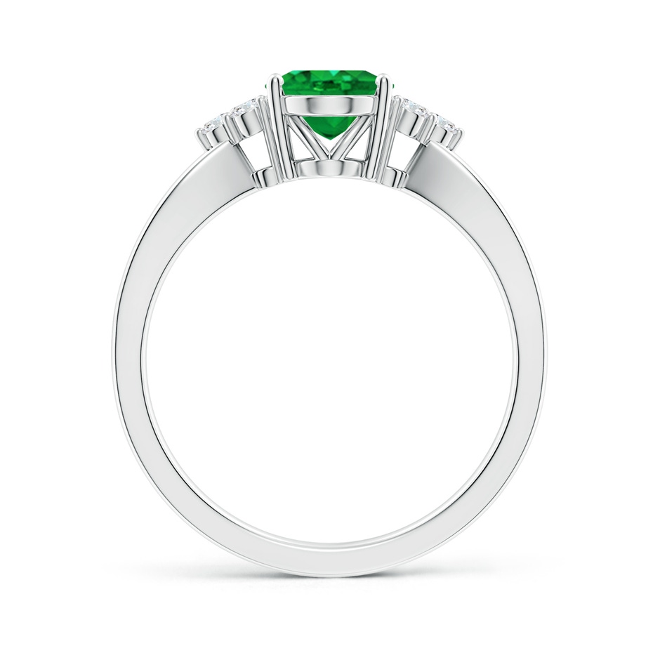 8x6mm AAA Solitaire Oval Emerald Split Shank Ring with Trio Diamonds in P950 Platinum side 199
