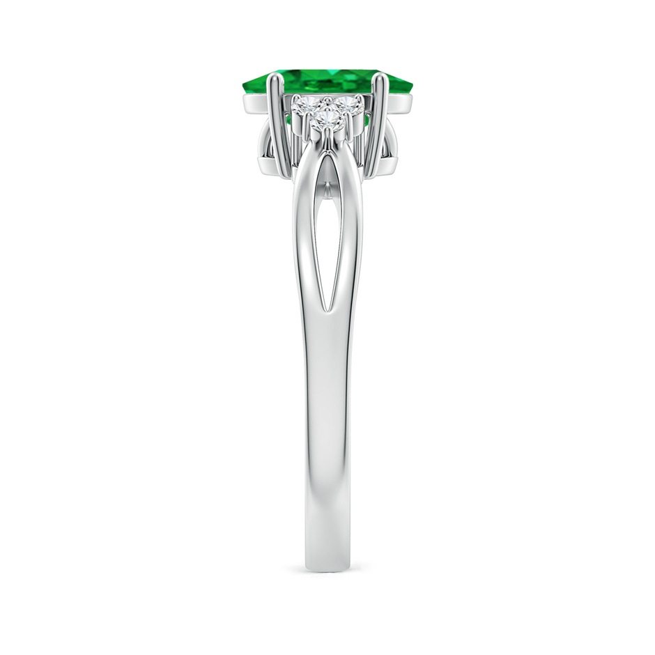 8x6mm AAA Solitaire Oval Emerald Split Shank Ring with Trio Diamonds in P950 Platinum side 299