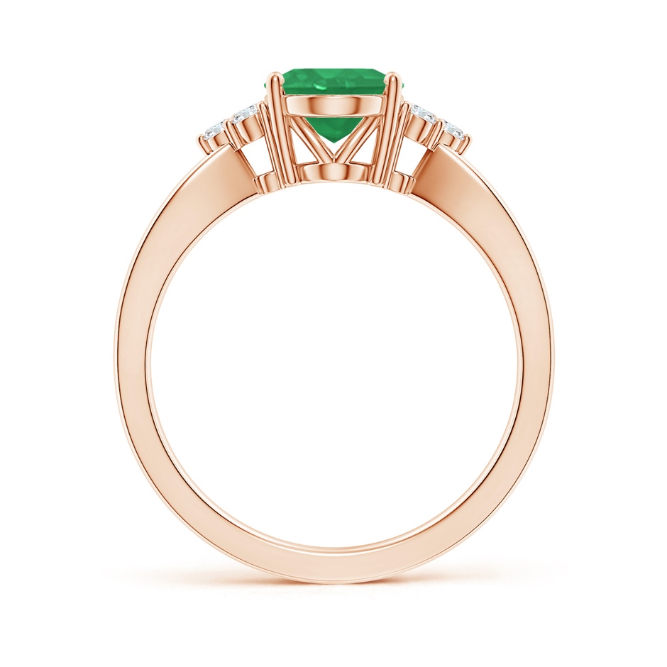 9x7mm A Solitaire Oval Emerald Split Shank Ring with Trio Diamonds in Rose Gold side 199