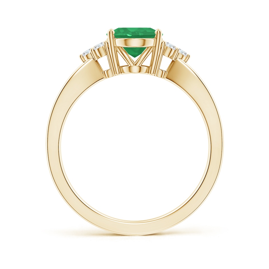 9x7mm A Solitaire Oval Emerald Split Shank Ring with Trio Diamonds in Yellow Gold side 199