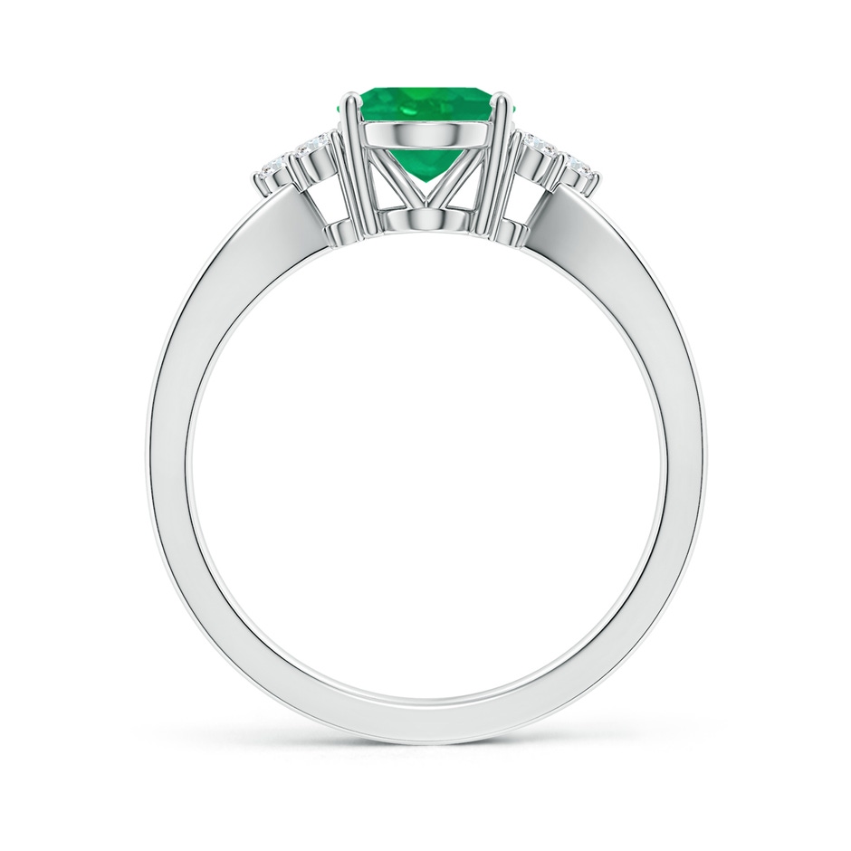 9x7mm AA Solitaire Oval Emerald Split Shank Ring with Trio Diamonds in White Gold side 199