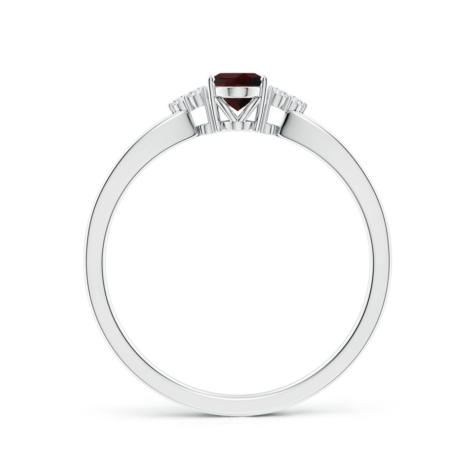 6x4mm A Solitaire Oval Garnet Split Shank Ring with Trio Diamonds in P950 Platinum side 199