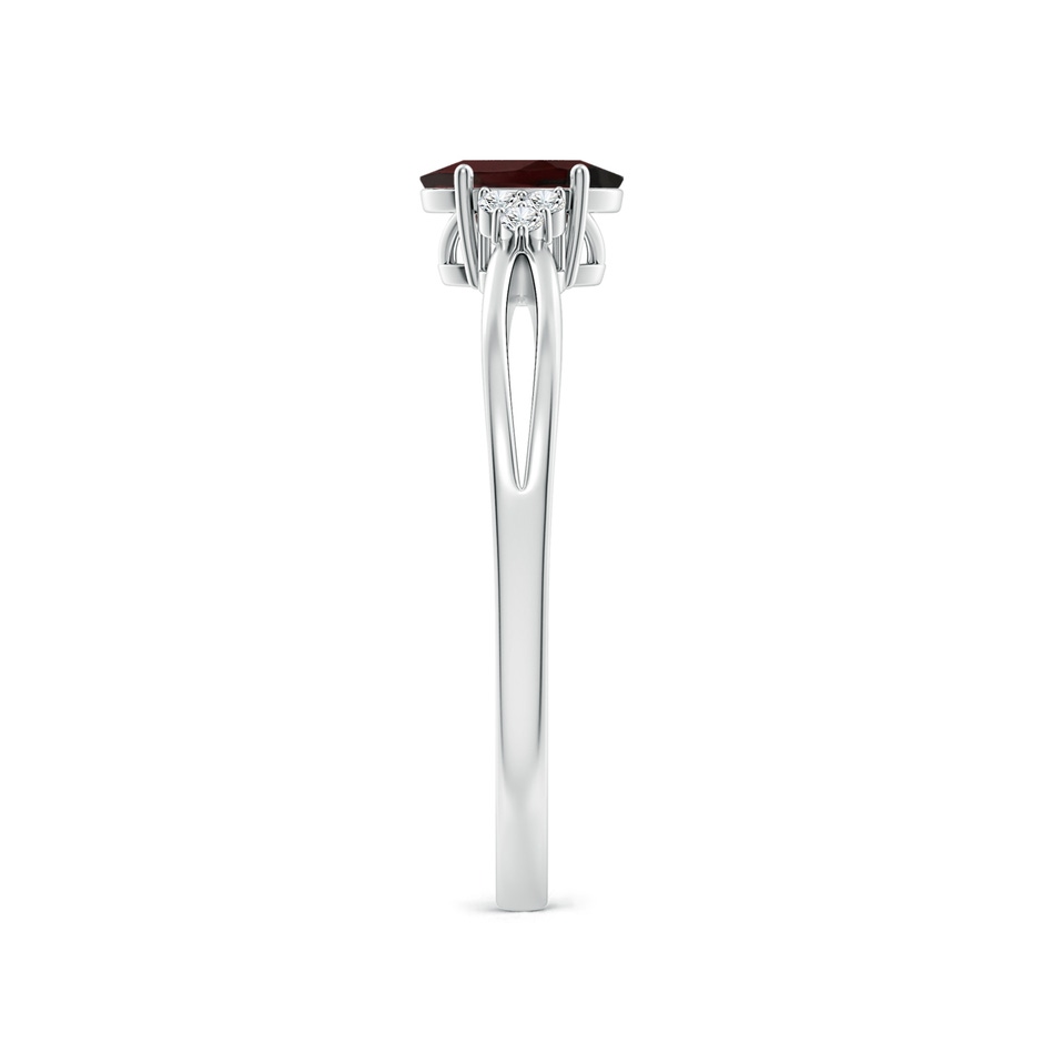 6x4mm A Solitaire Oval Garnet Split Shank Ring with Trio Diamonds in P950 Platinum side 299
