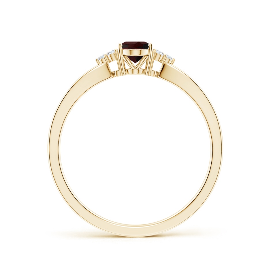 6x4mm A Solitaire Oval Garnet Split Shank Ring with Trio Diamonds in Yellow Gold side 199