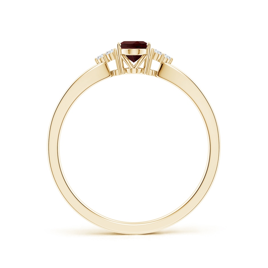 6x4mm AA Solitaire Oval Garnet Split Shank Ring with Trio Diamonds in Yellow Gold side 199