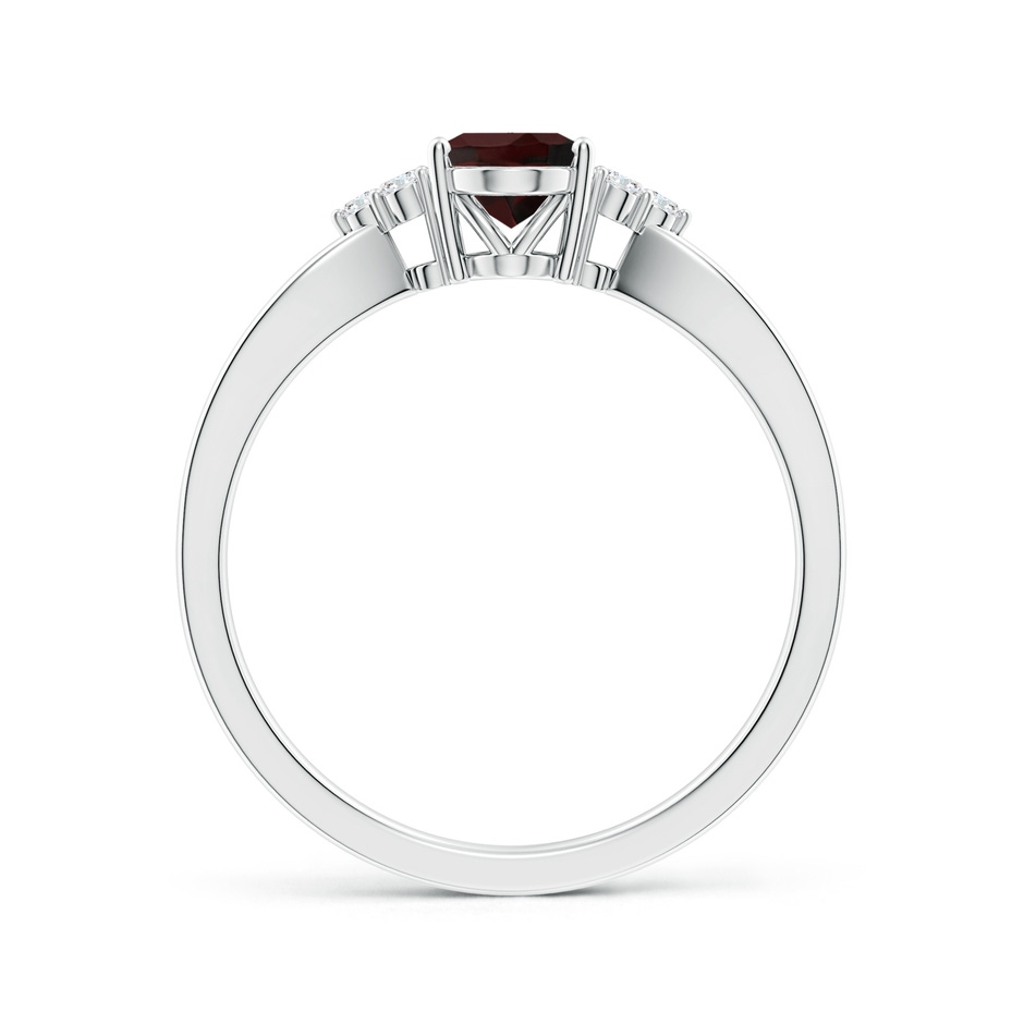 7x5mm A Solitaire Oval Garnet Split Shank Ring with Trio Diamonds in P950 Platinum side 199