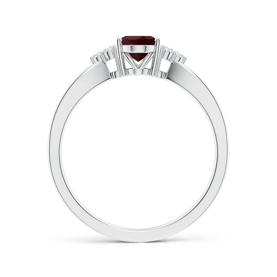 7x5mm AA Solitaire Oval Garnet Split Shank Ring with Trio Diamonds in White Gold side 199