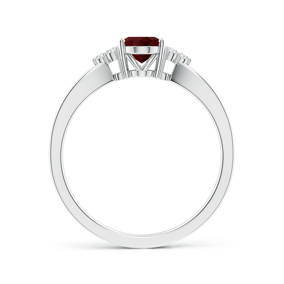 7x5mm AAA Solitaire Oval Garnet Split Shank Ring with Trio Diamonds in White Gold side 199