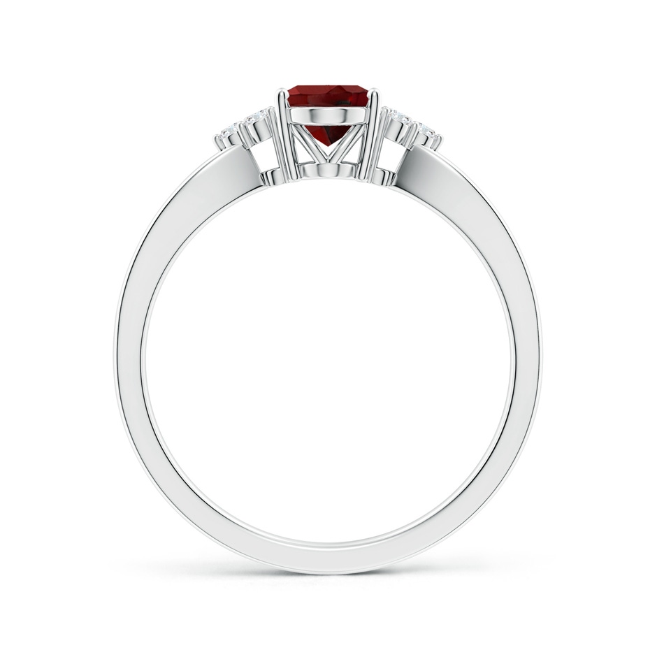 7x5mm AAAA Solitaire Oval Garnet Split Shank Ring with Trio Diamonds in White Gold side 199