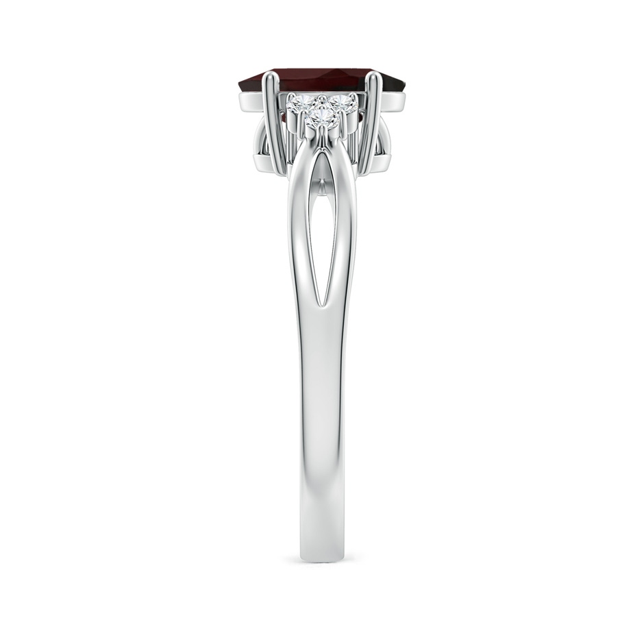 8x6mm A Solitaire Oval Garnet Split Shank Ring with Trio Diamonds in P950 Platinum side 299