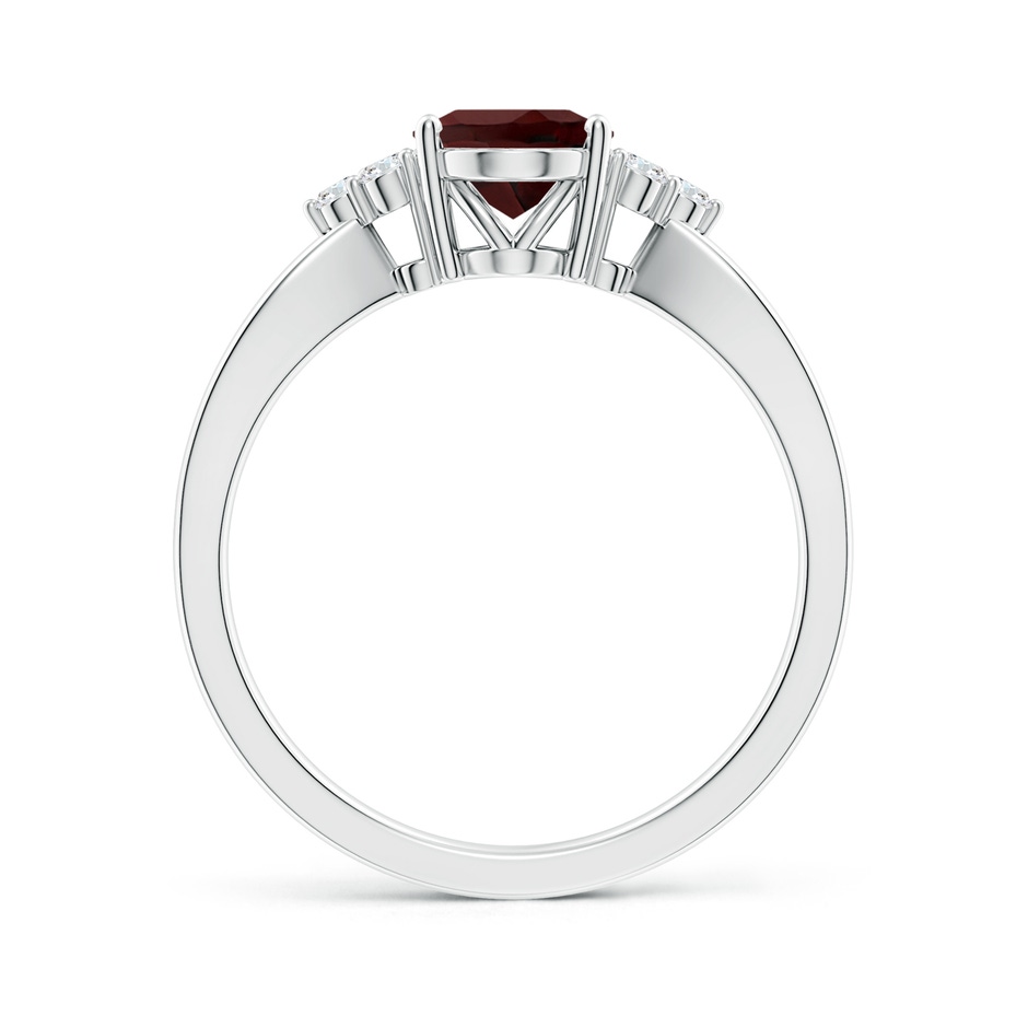 8x6mm AA Solitaire Oval Garnet Split Shank Ring with Trio Diamonds in White Gold side 199