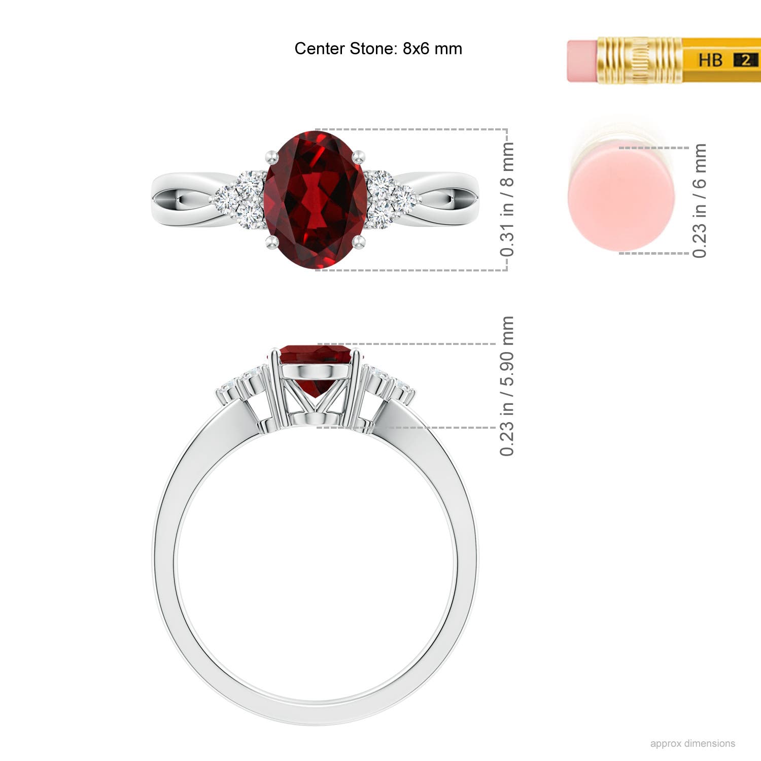 AAAA - Garnet / 1.53 CT / 14 KT White Gold