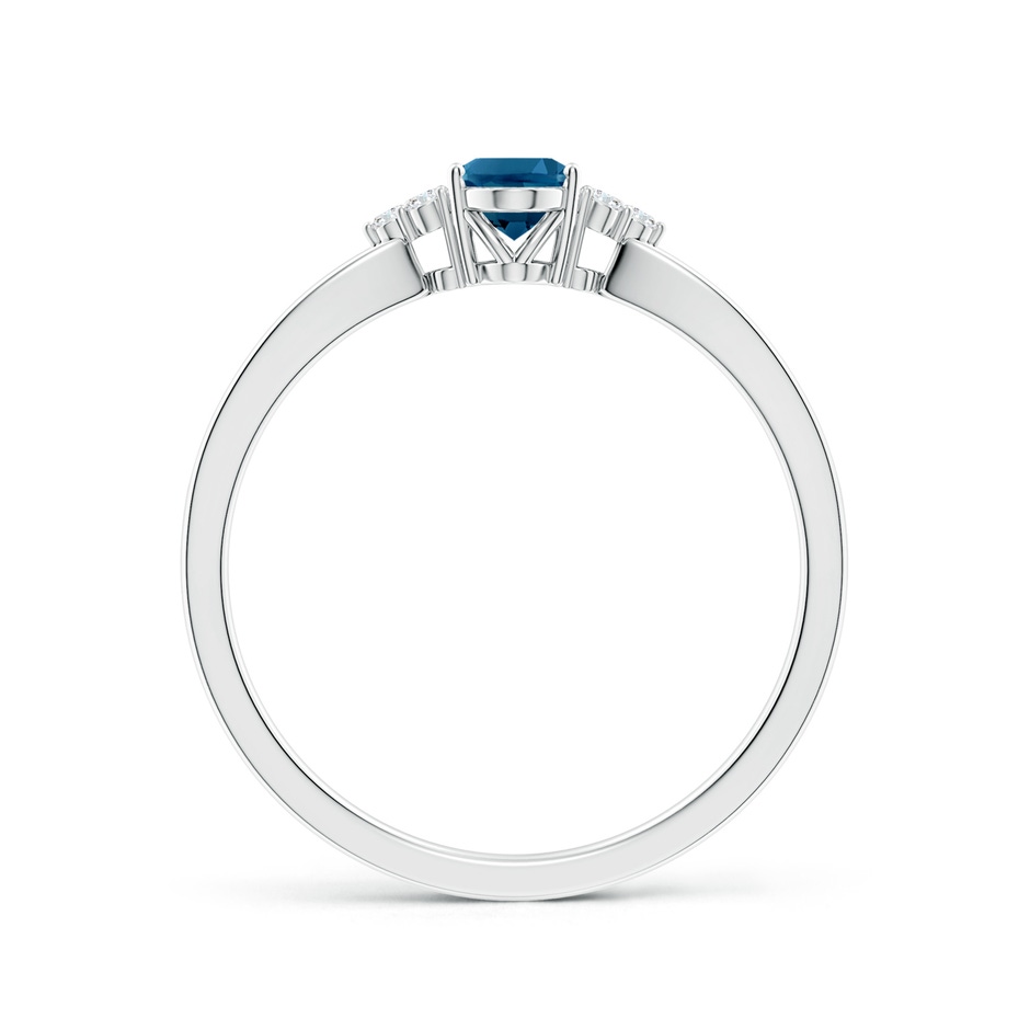 6x4mm AAAA Oval London Blue Topaz Split Shank Ring with Trio Diamonds in P950 Platinum side-1