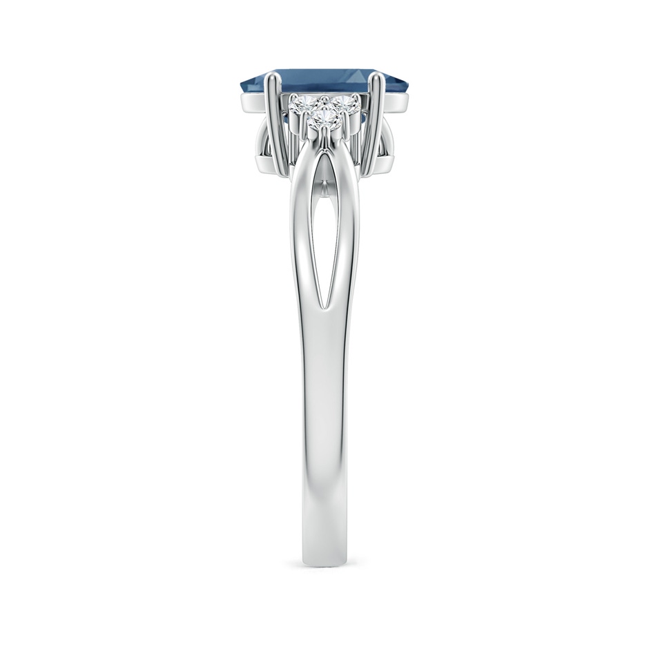 8x6mm A Oval London Blue Topaz Split Shank Ring with Trio Diamonds in P950 Platinum side-2