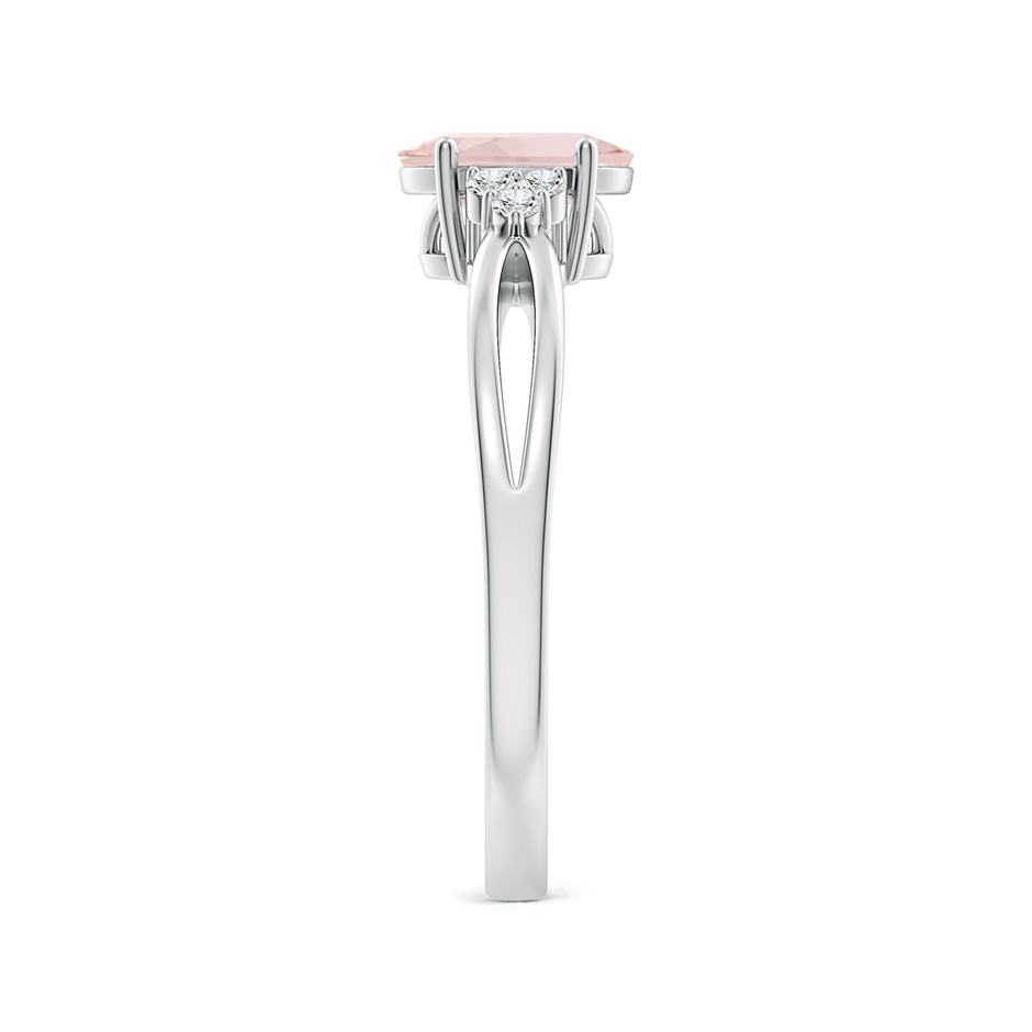 7x5mm A Solitaire Oval Morganite Split Shank Ring with Trio Diamonds in White Gold side 299