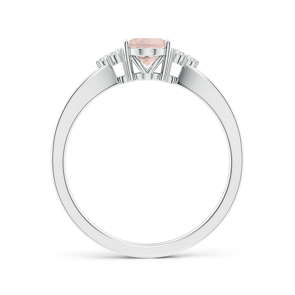 7x5mm AA Solitaire Oval Morganite Split Shank Ring with Trio Diamonds in White Gold side 199