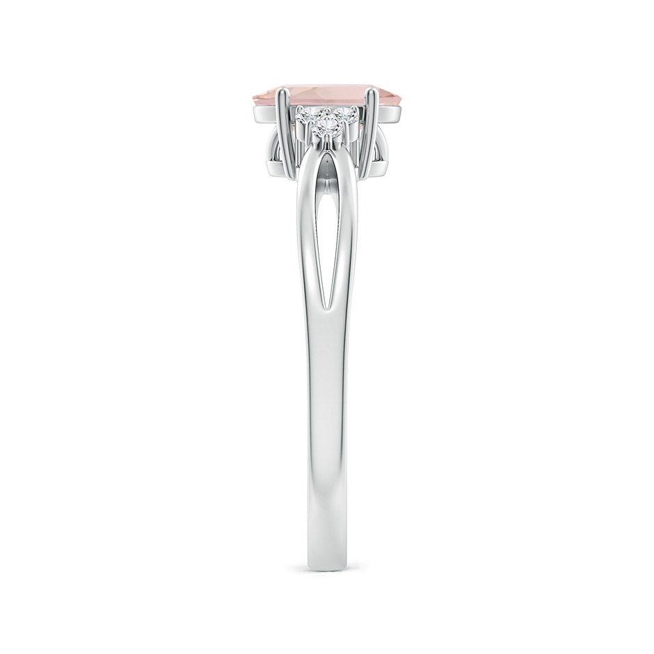 7x5mm AA Solitaire Oval Morganite Split Shank Ring with Trio Diamonds in White Gold side 299