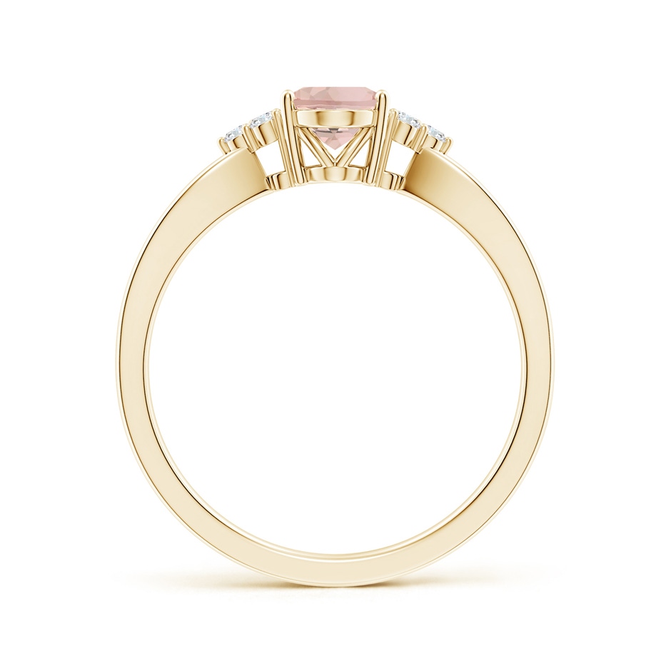 7x5mm AAA Solitaire Oval Morganite Split Shank Ring with Trio Diamonds in Yellow Gold side 199