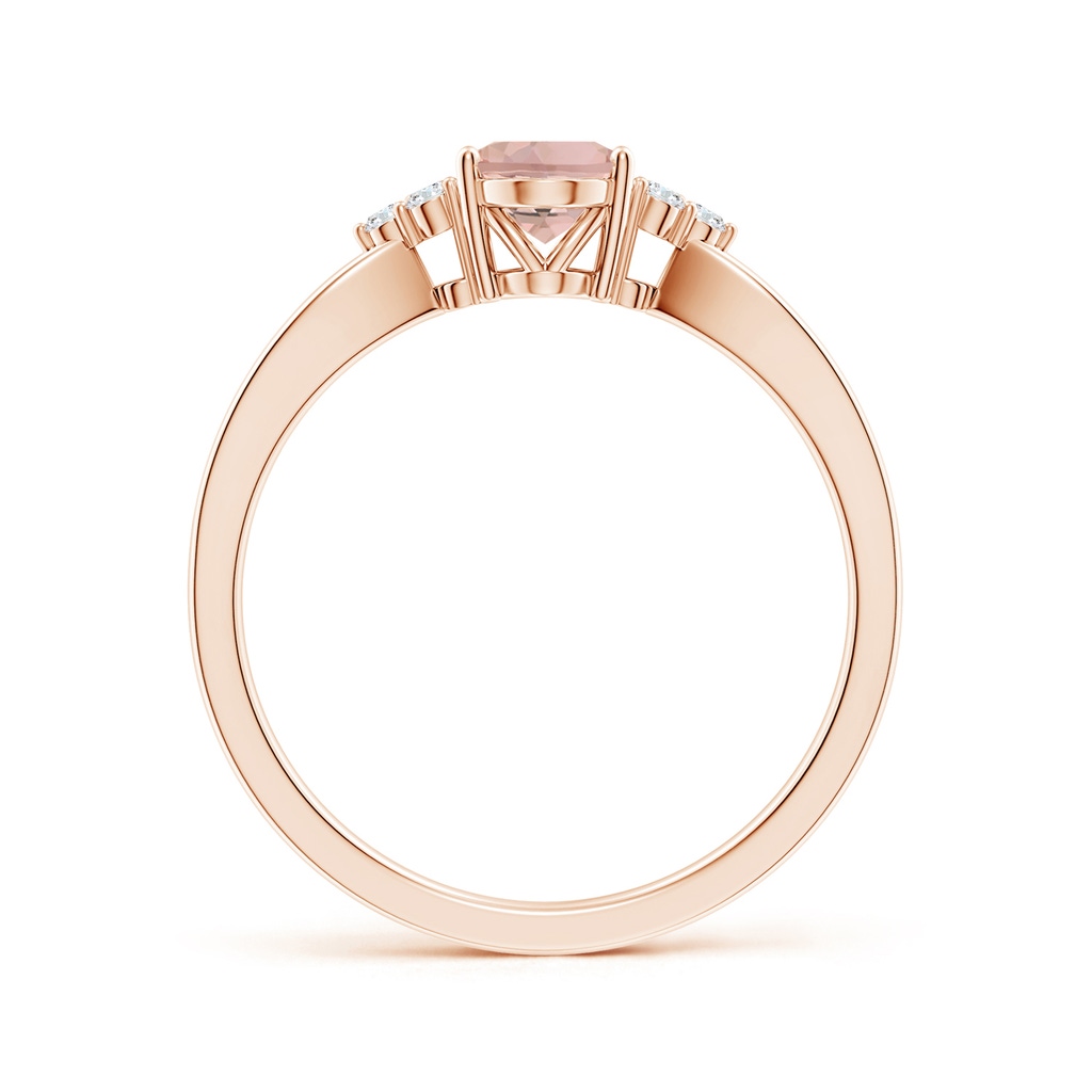 7x5mm AAAA Solitaire Oval Morganite Split Shank Ring with Trio Diamonds in Rose Gold Side 199