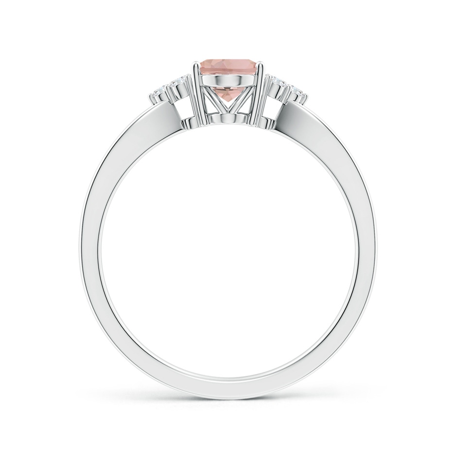 7x5mm AAAA Solitaire Oval Morganite Split Shank Ring with Trio Diamonds in White Gold side 199