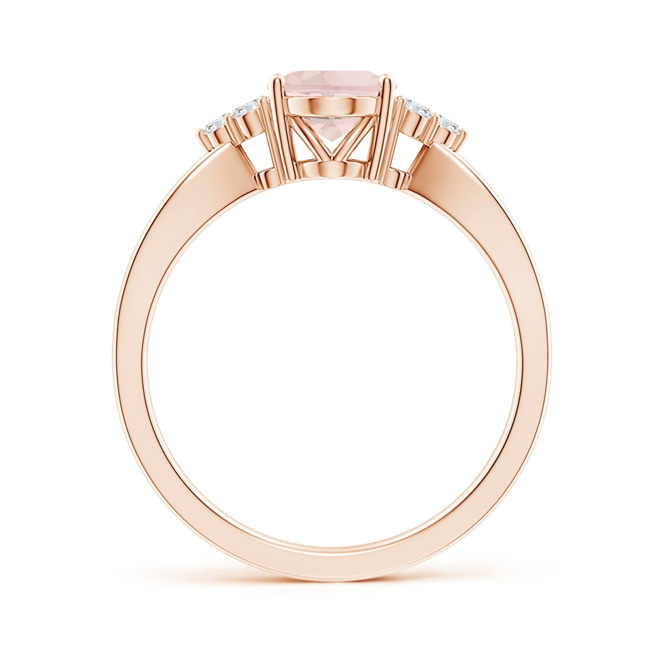 8x6mm A Solitaire Oval Morganite Split Shank Ring with Trio Diamonds in Rose Gold side 199