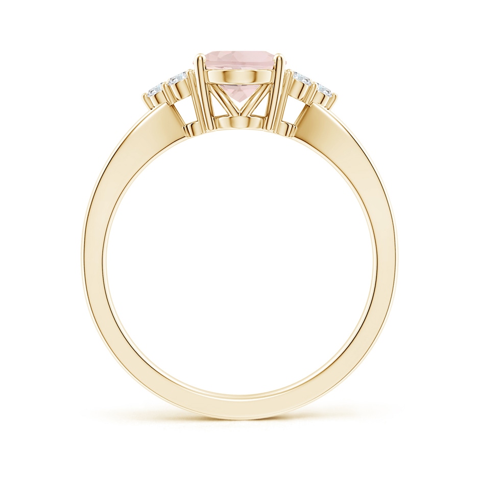 8x6mm A Solitaire Oval Morganite Split Shank Ring with Trio Diamonds in Yellow Gold side 199