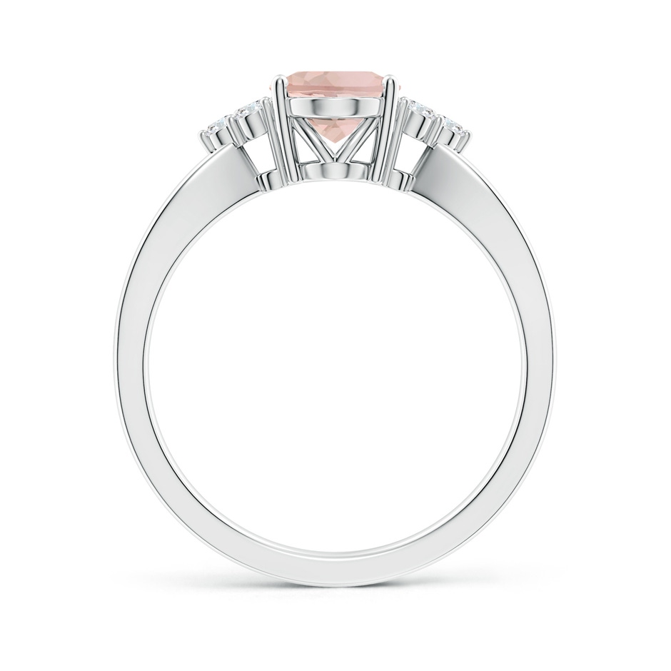 8x6mm AAA Solitaire Oval Morganite Split Shank Ring with Trio Diamonds in P950 Platinum side 199