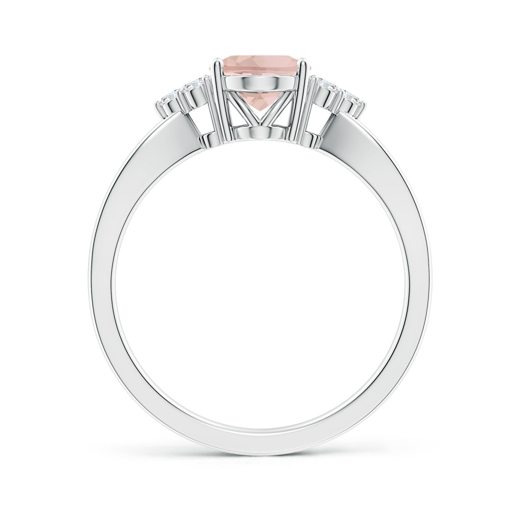 8x6mm AAA Solitaire Oval Morganite Split Shank Ring with Trio Diamonds in White Gold Side 199