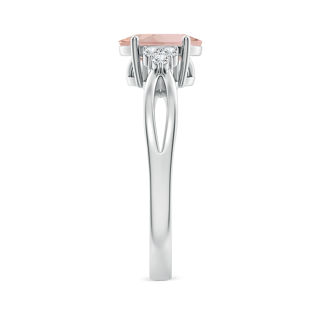 8x6mm AAA Solitaire Oval Morganite Split Shank Ring with Trio Diamonds in White Gold Side 299