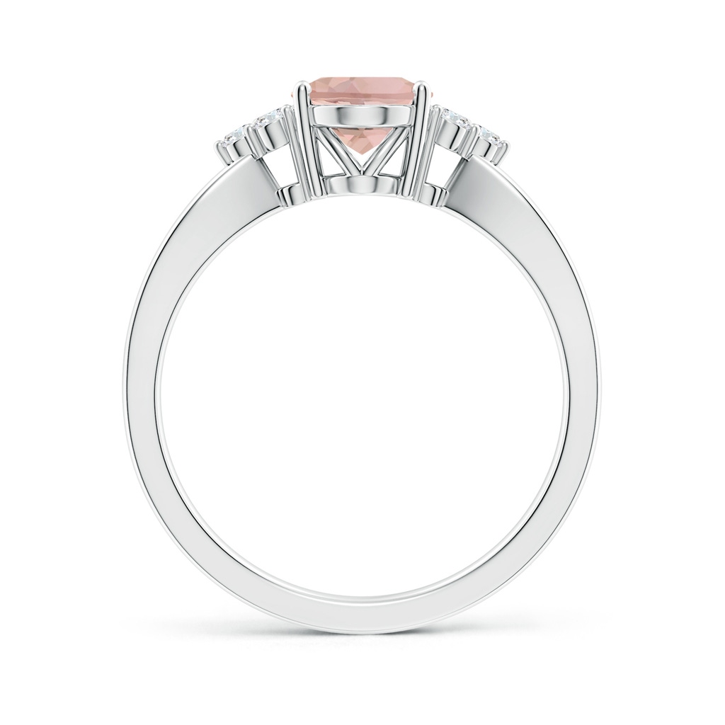 8x6mm AAAA Solitaire Oval Morganite Split Shank Ring with Trio Diamonds in P950 Platinum Side 199