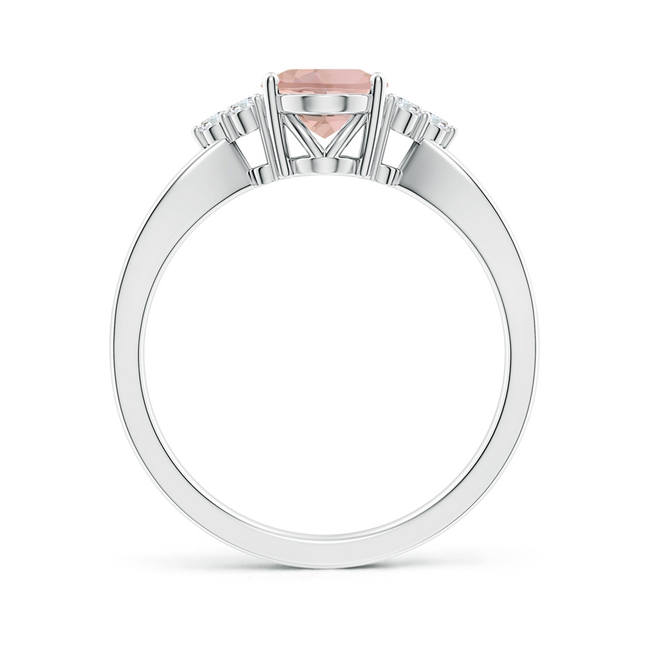 8x6mm AAAA Solitaire Oval Morganite Split Shank Ring with Trio Diamonds in P950 Platinum side 199