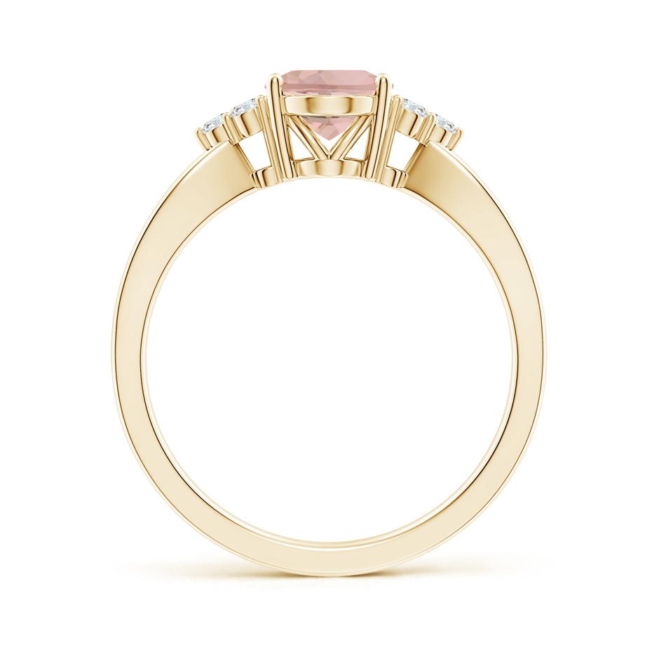 8x6mm AAAA Solitaire Oval Morganite Split Shank Ring with Trio Diamonds in Yellow Gold side 199