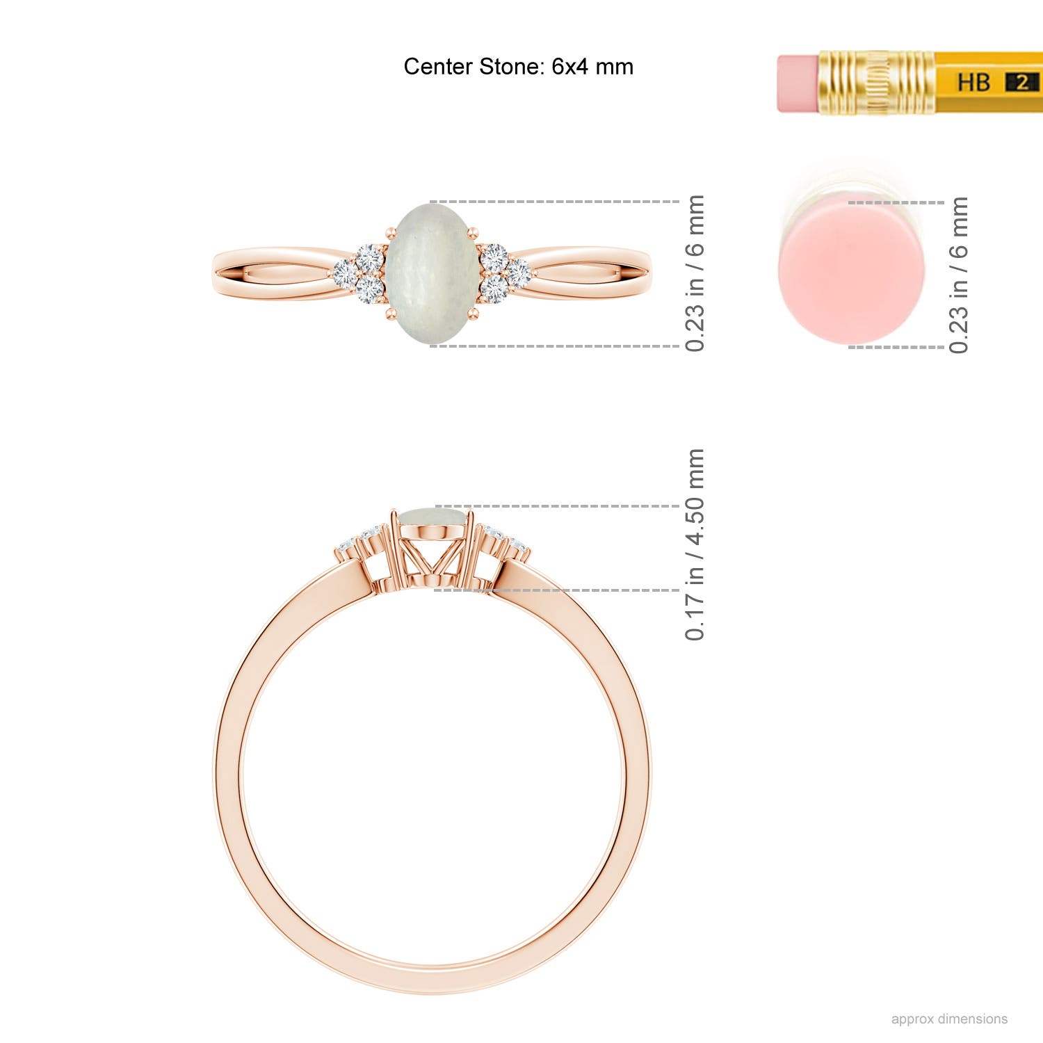 A - Moonstone / 0.43 CT / 14 KT Rose Gold