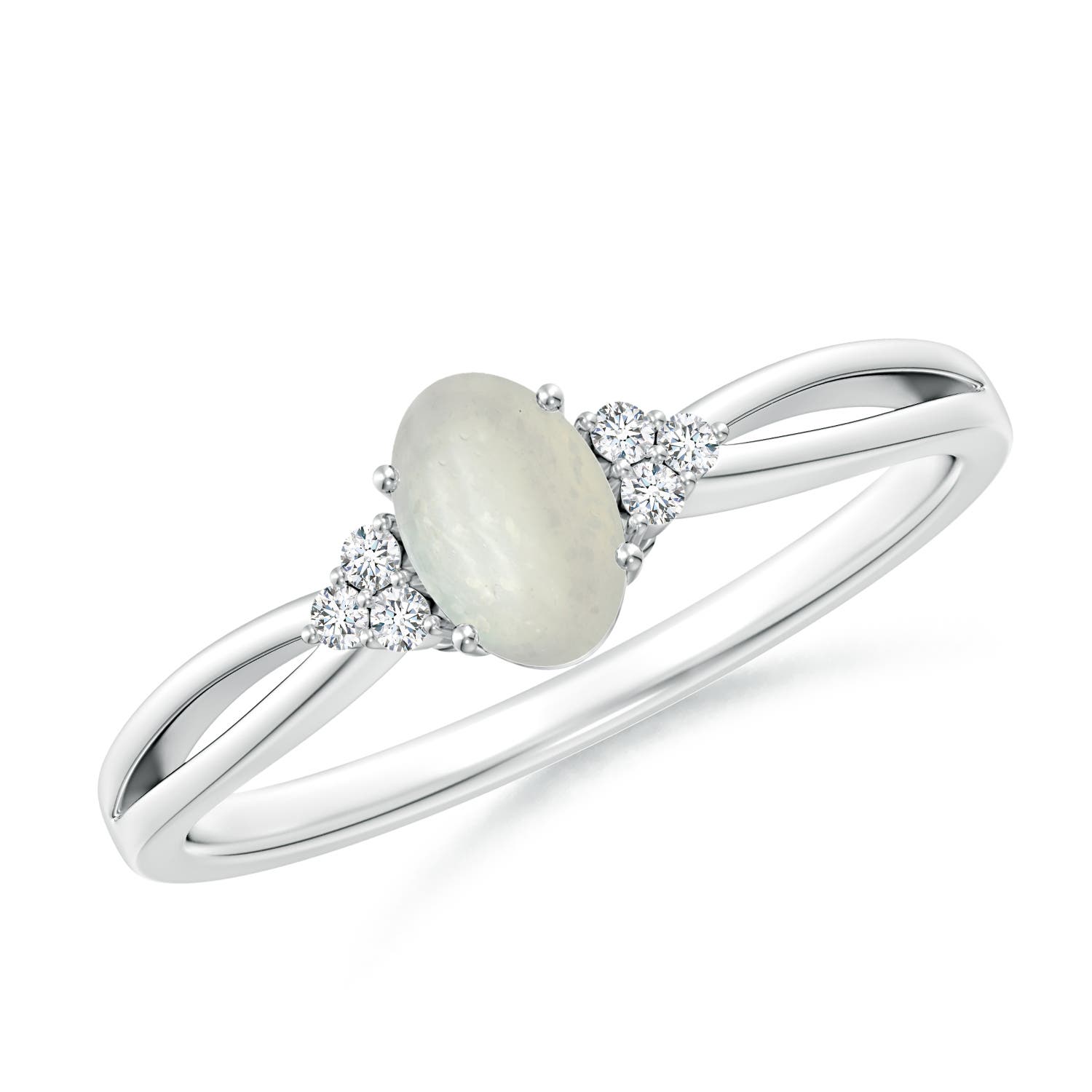 A - Moonstone / 0.43 CT / 14 KT White Gold