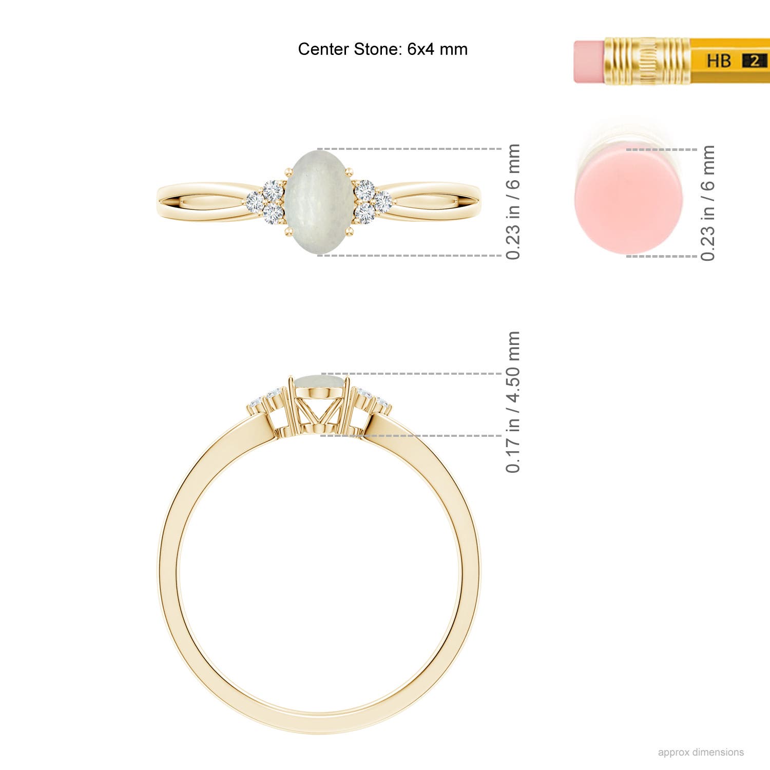 A - Moonstone / 0.43 CT / 14 KT Yellow Gold