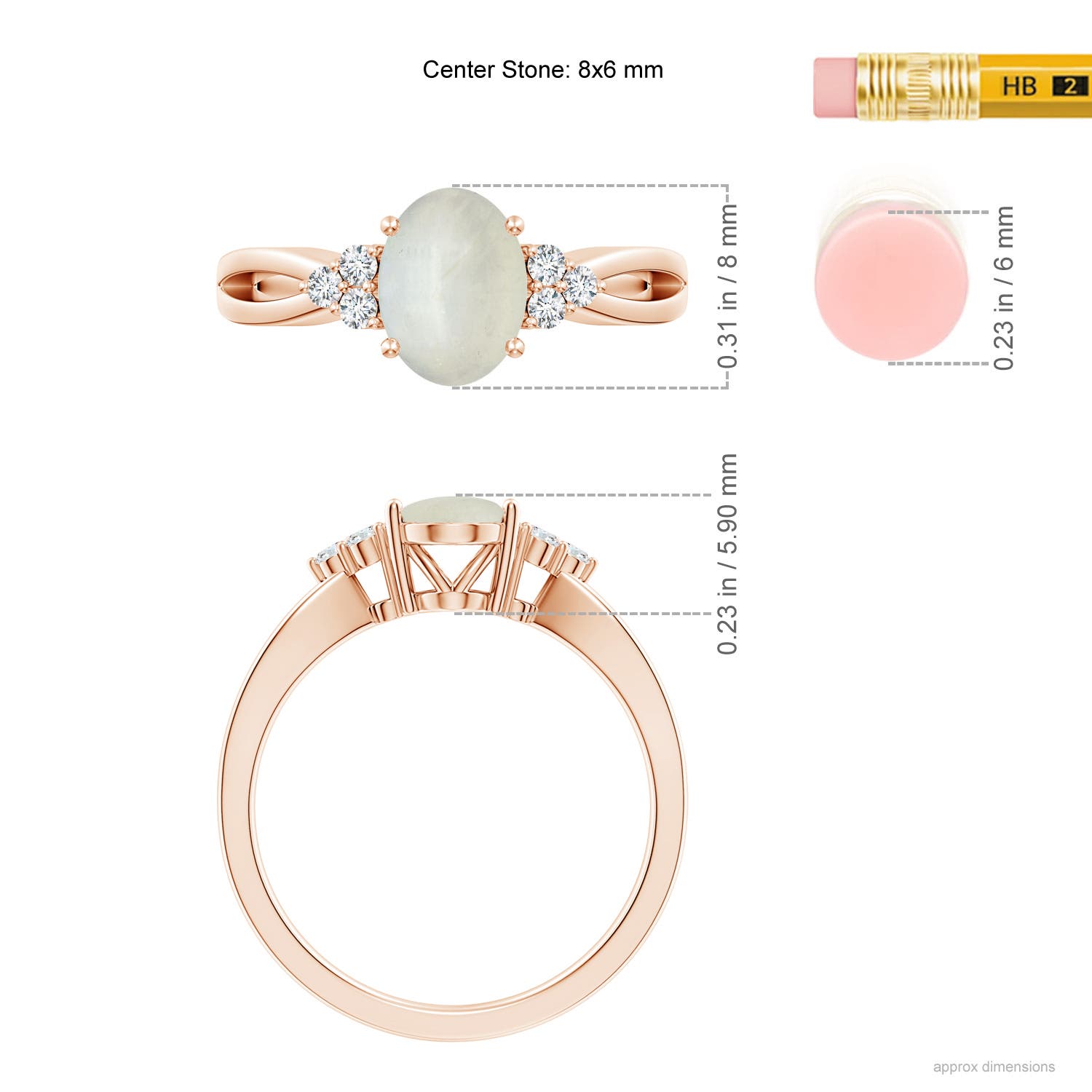 AA - Moonstone / 1.18 CT / 14 KT Rose Gold