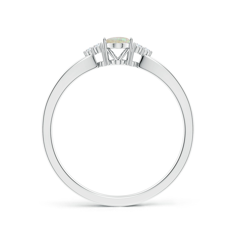 6x4mm AAA Solitaire Oval Opal Split Shank Ring with Trio Diamonds in White Gold side-1