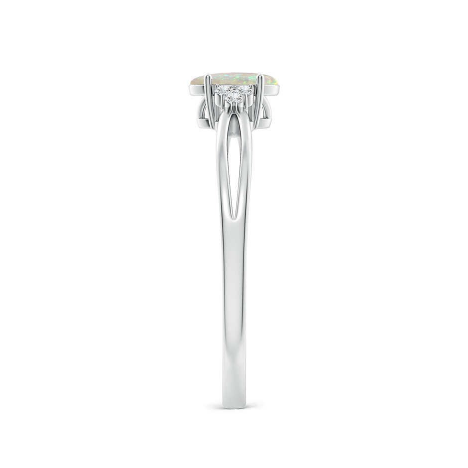 6x4mm AAA Solitaire Oval Opal Split Shank Ring with Trio Diamonds in White Gold side-2